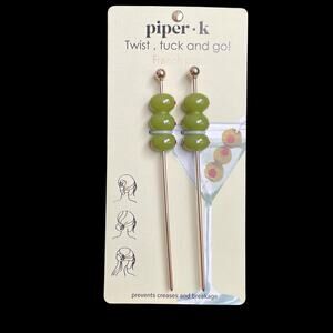 Piper K Olive Hair Pins French Twist Hair Accessory Martini Twist Tuck & Go NEW